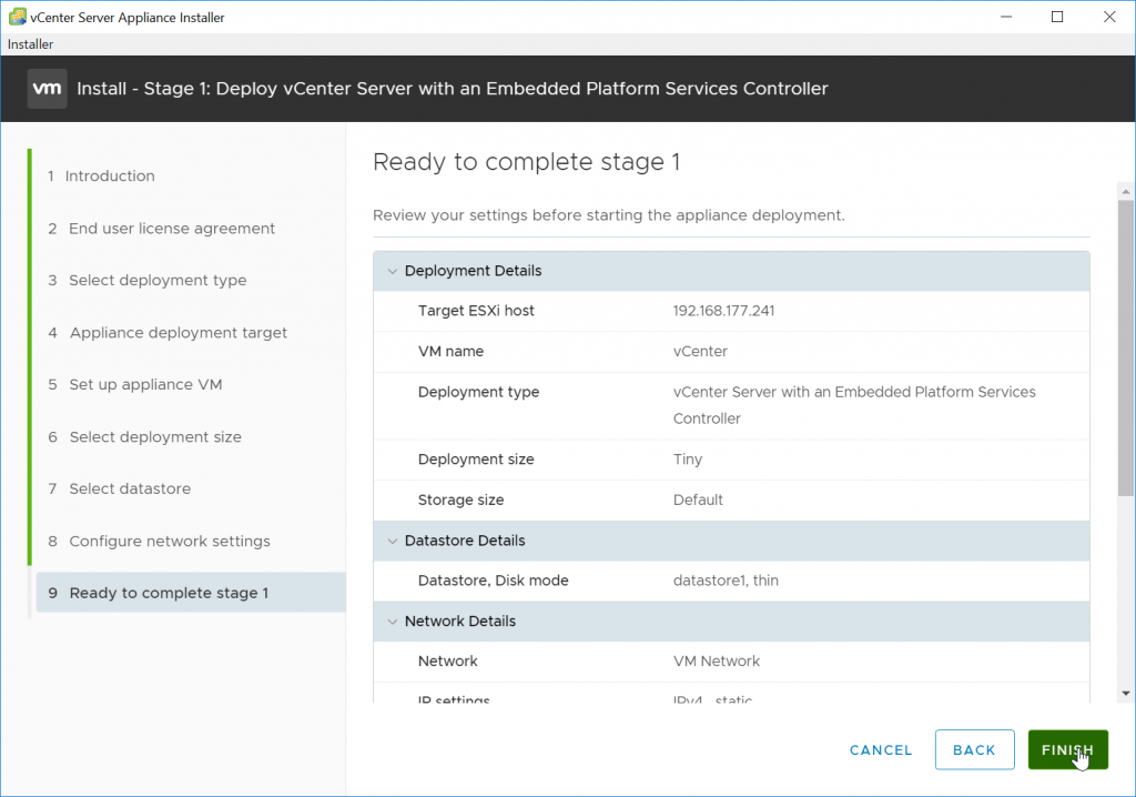 VCSA Install Validation