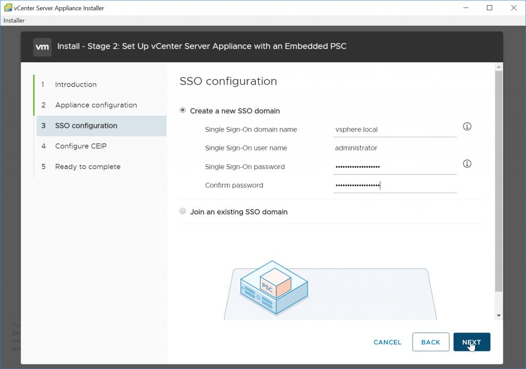 VCSA SSO Configuration