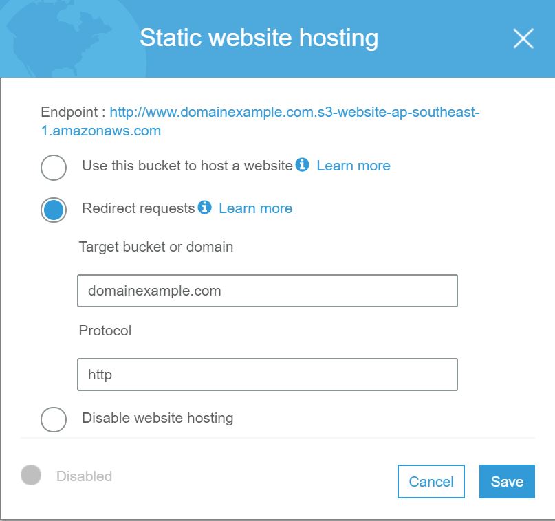 S3 Static Website Hosting Redirect